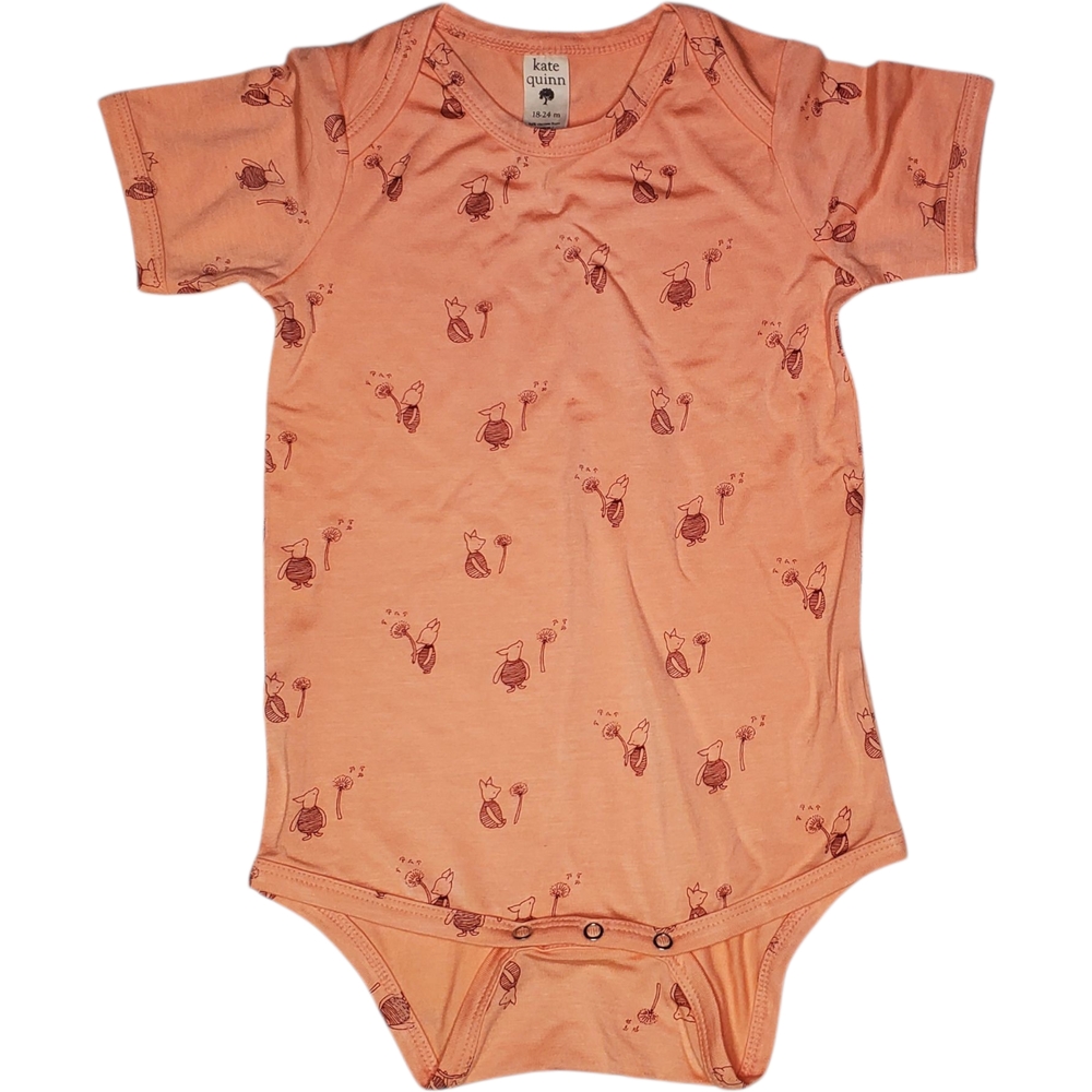 kate quinn Peach One-Piece Bodysuit with Rust Fox Print